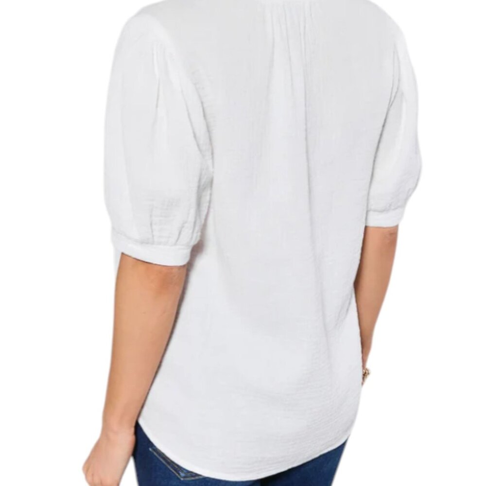 Tammy White Puff Sleeve Top Women's Size XS New w/Tag - Picture 4 of 4
